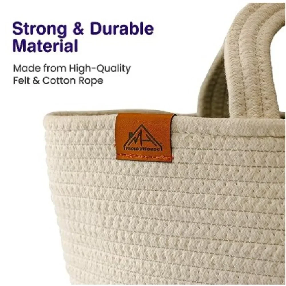Cotton Rope Diaper Basket Caddy - Baby Diaper Bag - Nursery/ Car Organizer